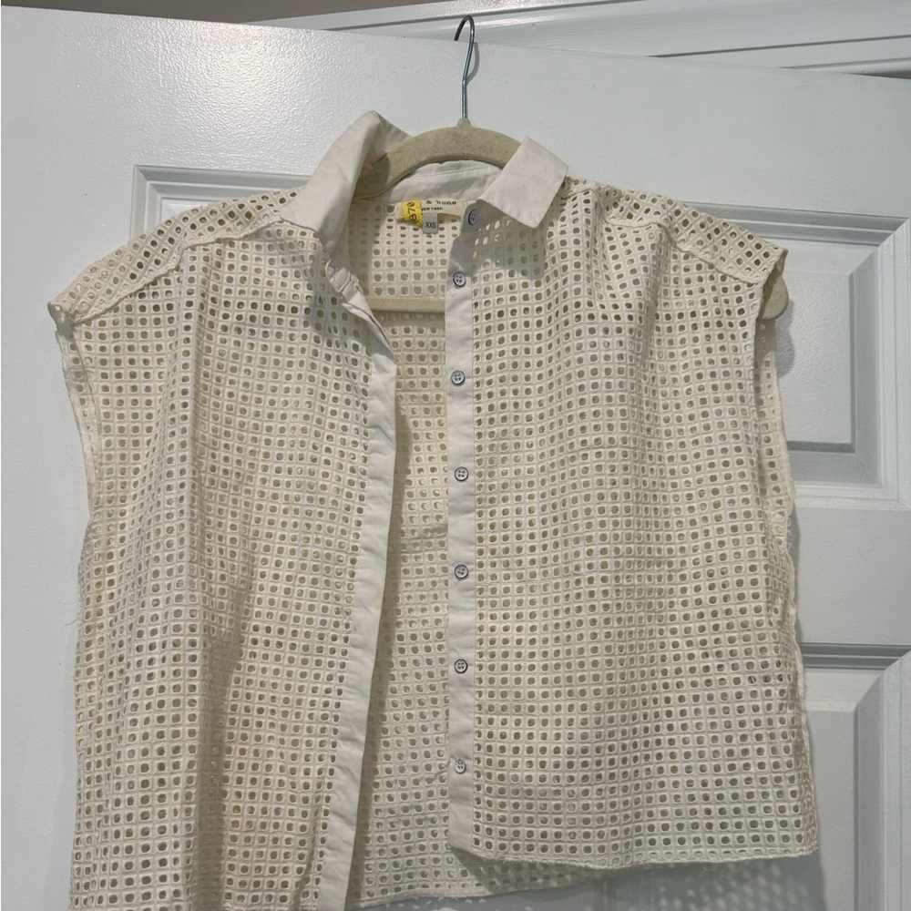 Rag & Bone Cream Textured Blouse